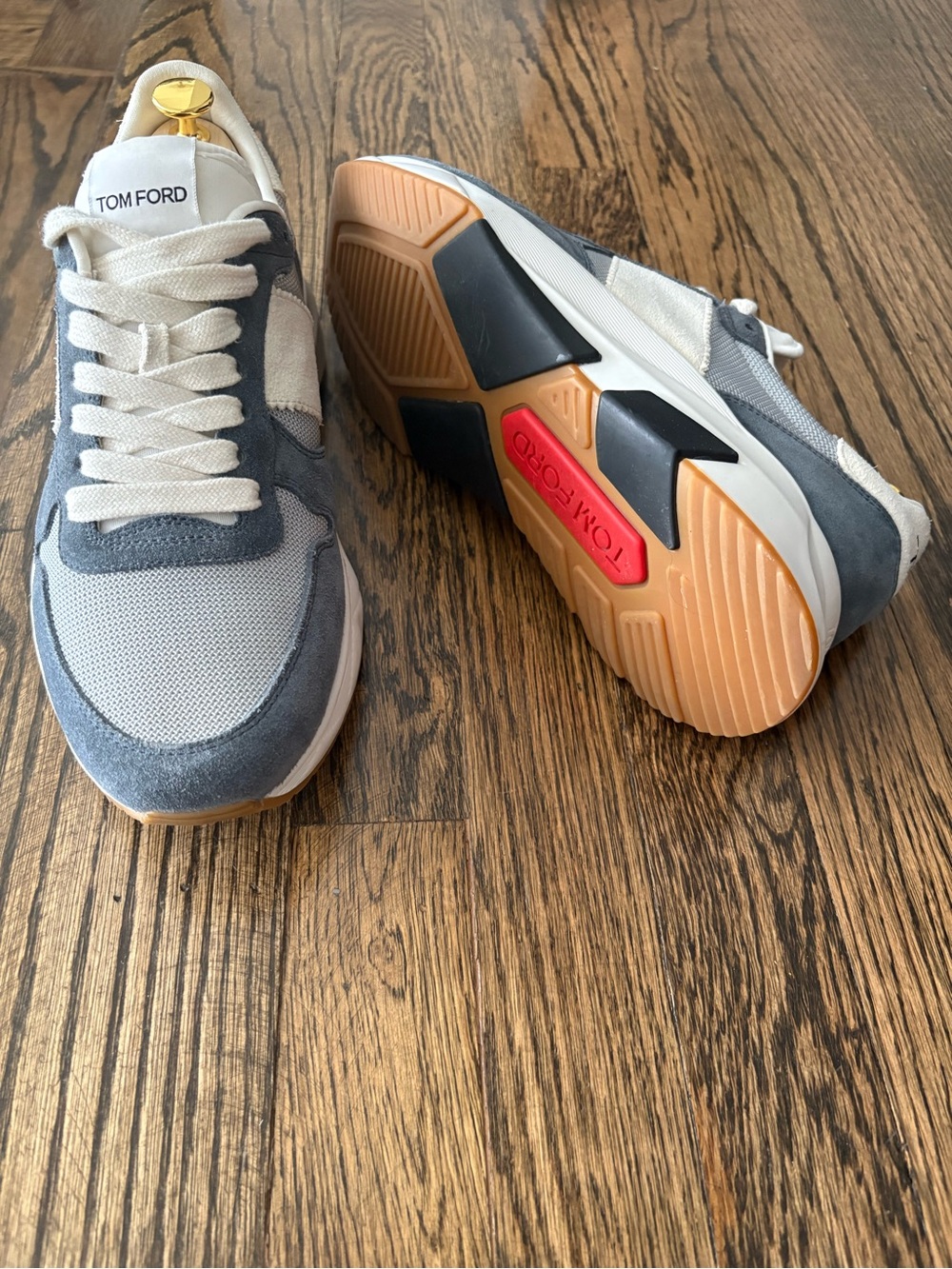 Tom Ford Men's Jaffa Blue and White Sneakers - Picture 4 of 5